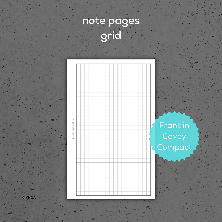 grid note pages - Franklin Covey Compact - various grid sizes - 3.7/4/4.5/5 mm product image (1)