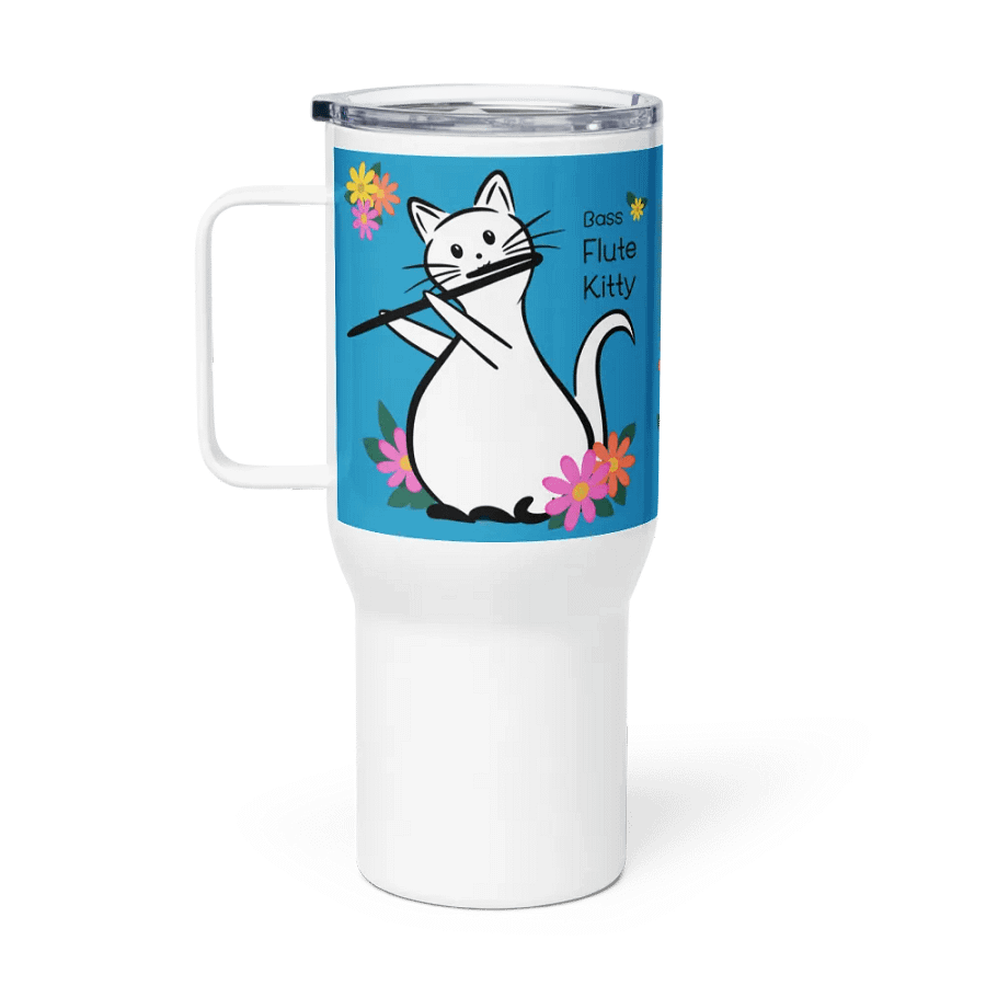 Flute Kitty Travel Mug w handle - Bass Flute product image (2)