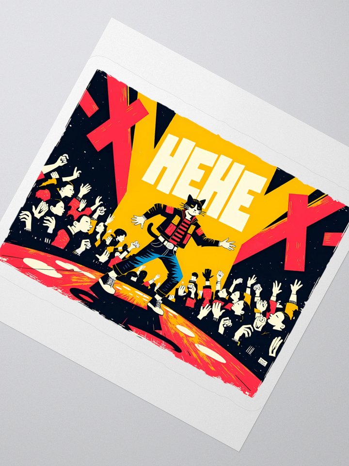 Cat Rockstar Sticker | 'X HEHE X' product image (2)