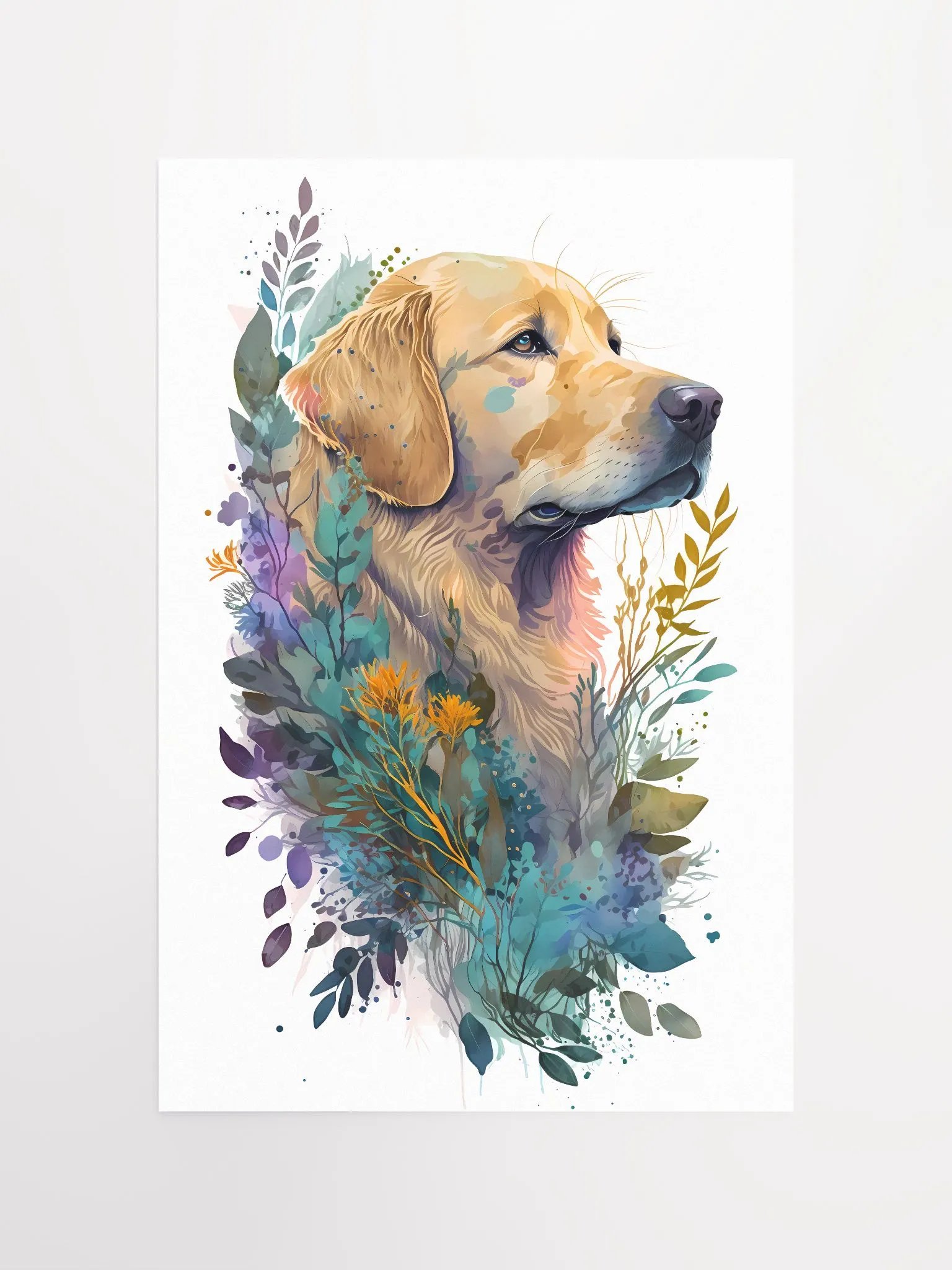 Dog with Spring Summer Flowers Matte Poster product image (6)