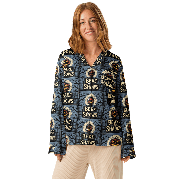 Midnight Veil Designs All-Over Print Women's Long Sleeve Pyjama Top - Beware the Shadows product image (1)