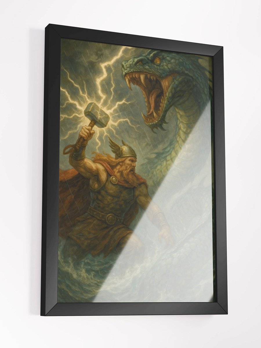 Thor vs Jormungandr Wood Matte Poster product image (5)