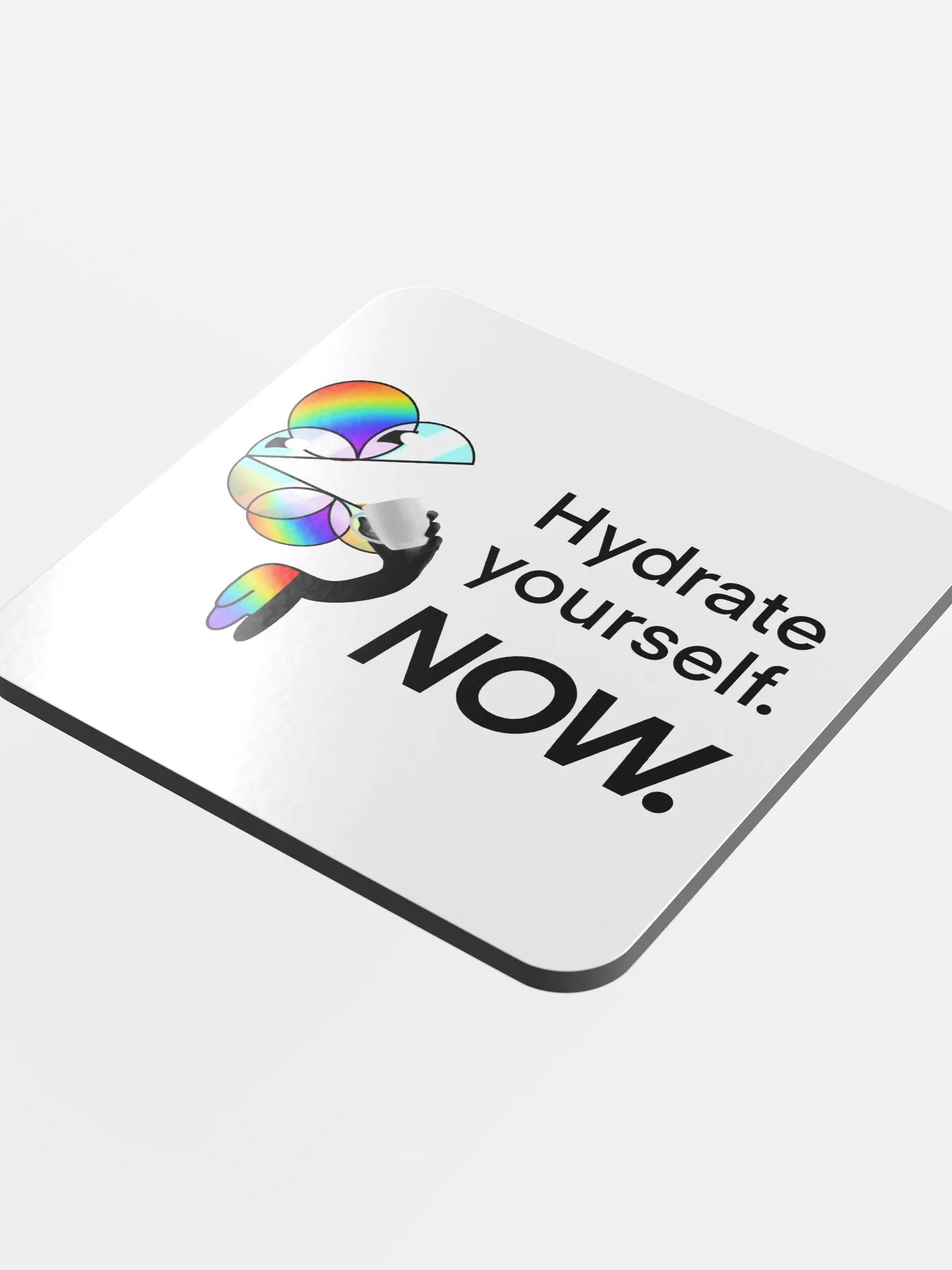 Mini Hydrate yourself NOW glossy cork coaster product image (3)