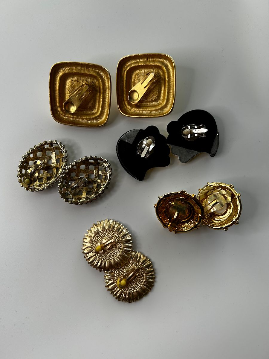 Vintage Chunky Clip On Earrings Lot of 5 product image (4)
