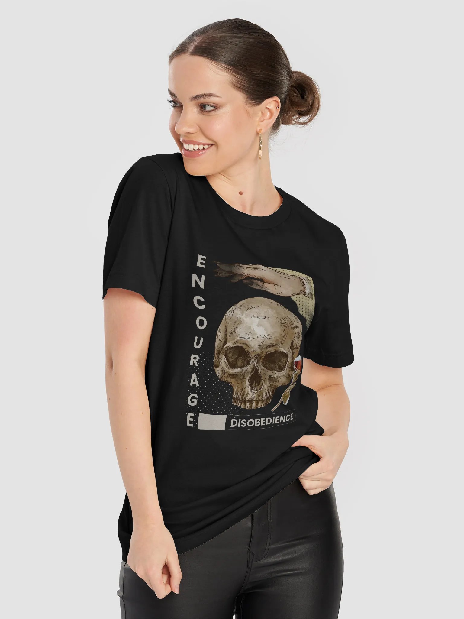 Encouraging Disobedience Skull T-Shirt product image (61)