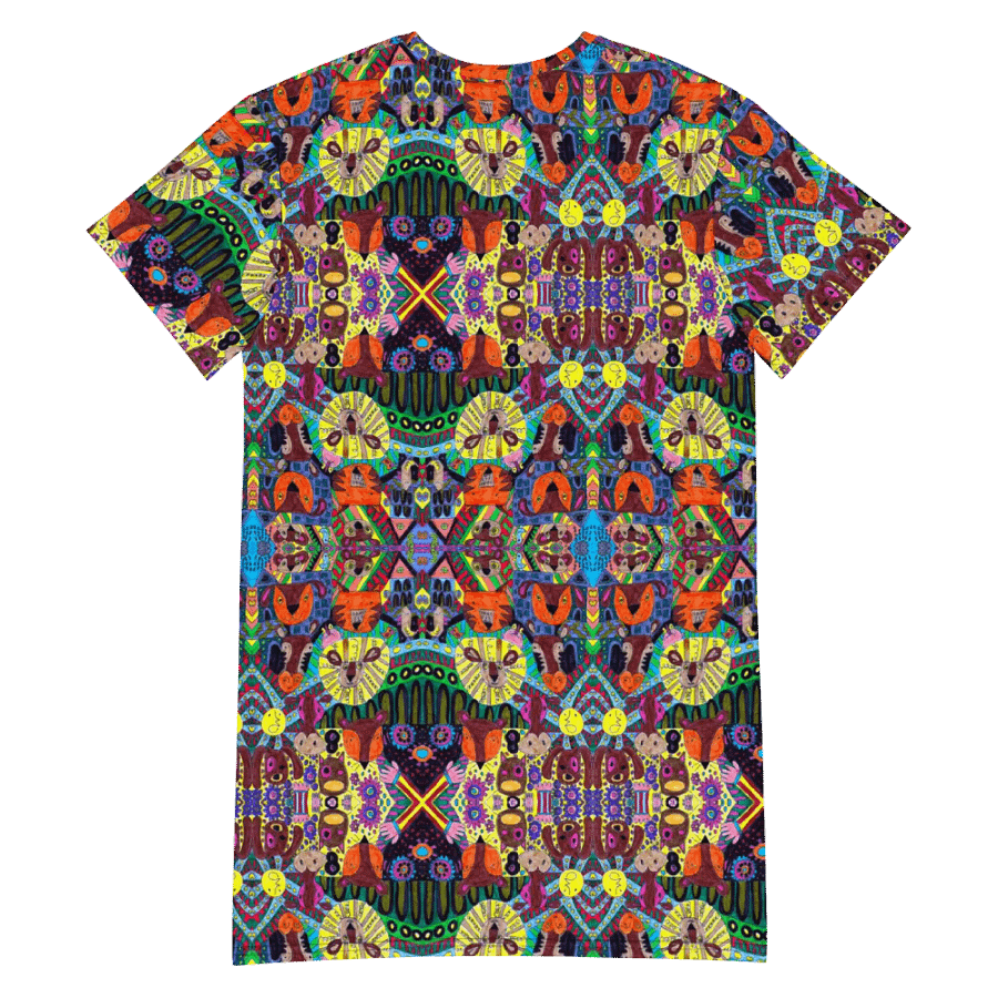 Abstract Doodle Art Animals Ladies T Shirt Dress product image (7)