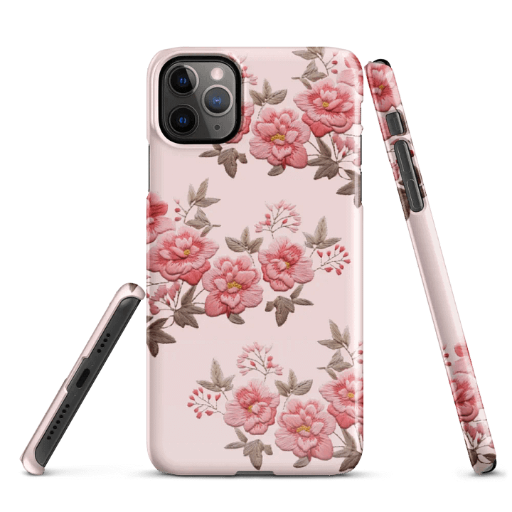 Pink Summer Rose Garden iPhone® Snap Case with Embroidery Effect - Handyhülle mit Stickerei und Rosen product image (2)