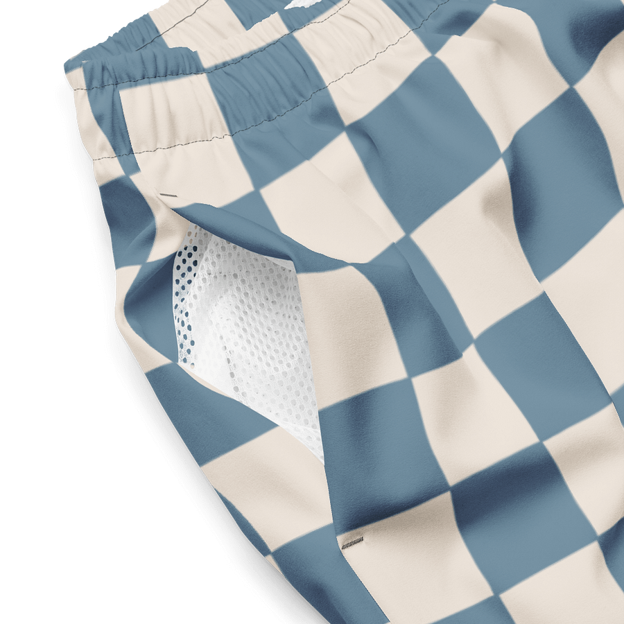 Stillness Move” Checkerboard Swim Shorts – Zen Meets Style (Dusty Blue & Cream) product image (4)