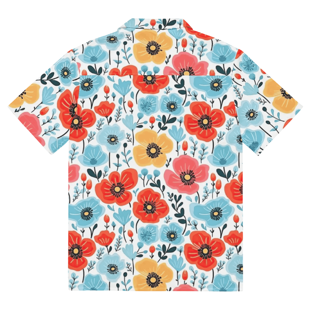Retro Poppies Blue Red Hawaiian Shirt product image (11)