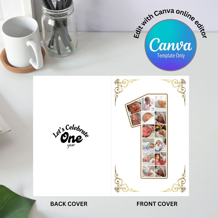 One Year Celebration Card Photo Collage Canva Template product image (5)