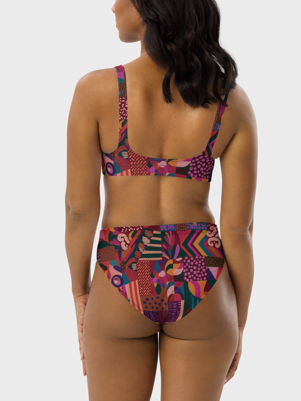 High-Waisted Bikini Bottom "Abstract African Ethnic Pattern" product image (5)