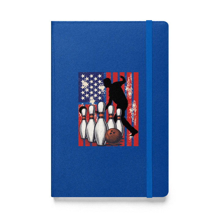 Flag American Bowling Strike & Scribble Silhouette Hardcover Notebook product image (1)