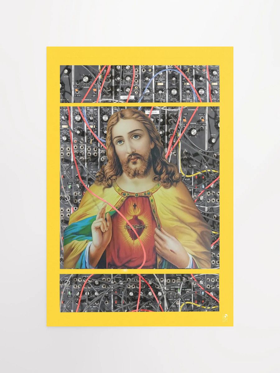 Jesus Christ Sacred Moog by Frank Fonik , Techno EDM Matte Paper Poster product image (10)