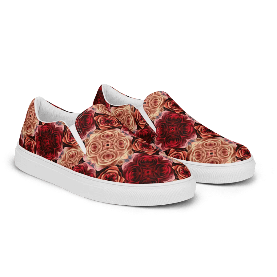 Rose Bouquet Women's Slip-On Canvas Shoes product image (9)