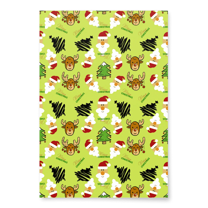 Reindeer, Santa, Christmas Tree Wrapping Paper - Green product image (2)