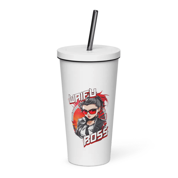 Waifu Boss 20 oz Tumbler Cup - White - Insulated Tumbler with a Straw v1 product image (1)