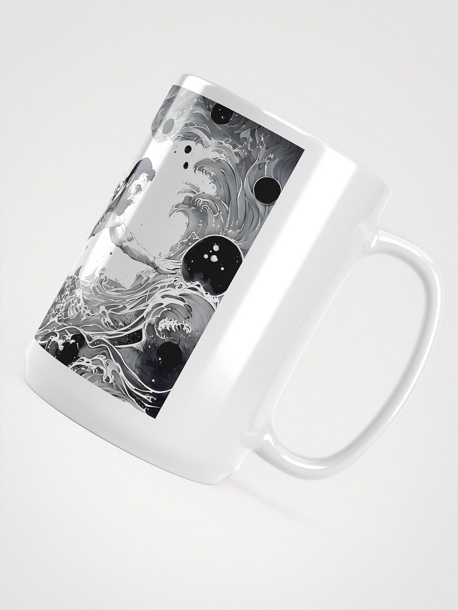 Monochrome Maritime Adventure: Black & White Waves Glossy Mug product image (4)