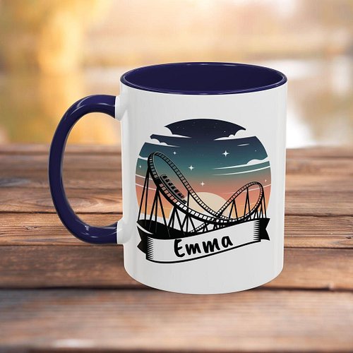 ICYMI: Personalized Roller Coaster Mug, Amusement Park Gift by CoasterCultureInd #PersonalizedMug #AmusementPark #CoffeeLover...