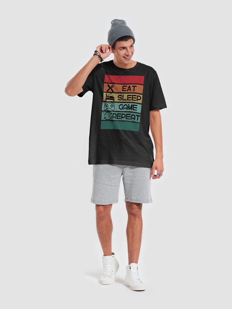 Eat Sleep Game Repeat Striped T-Shirt product image (29)