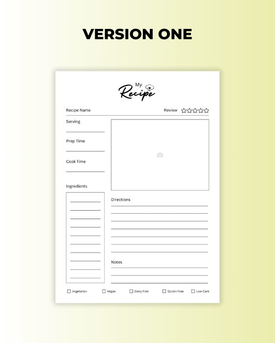 White Simple and Minimal Recipe Card planner product image (2)