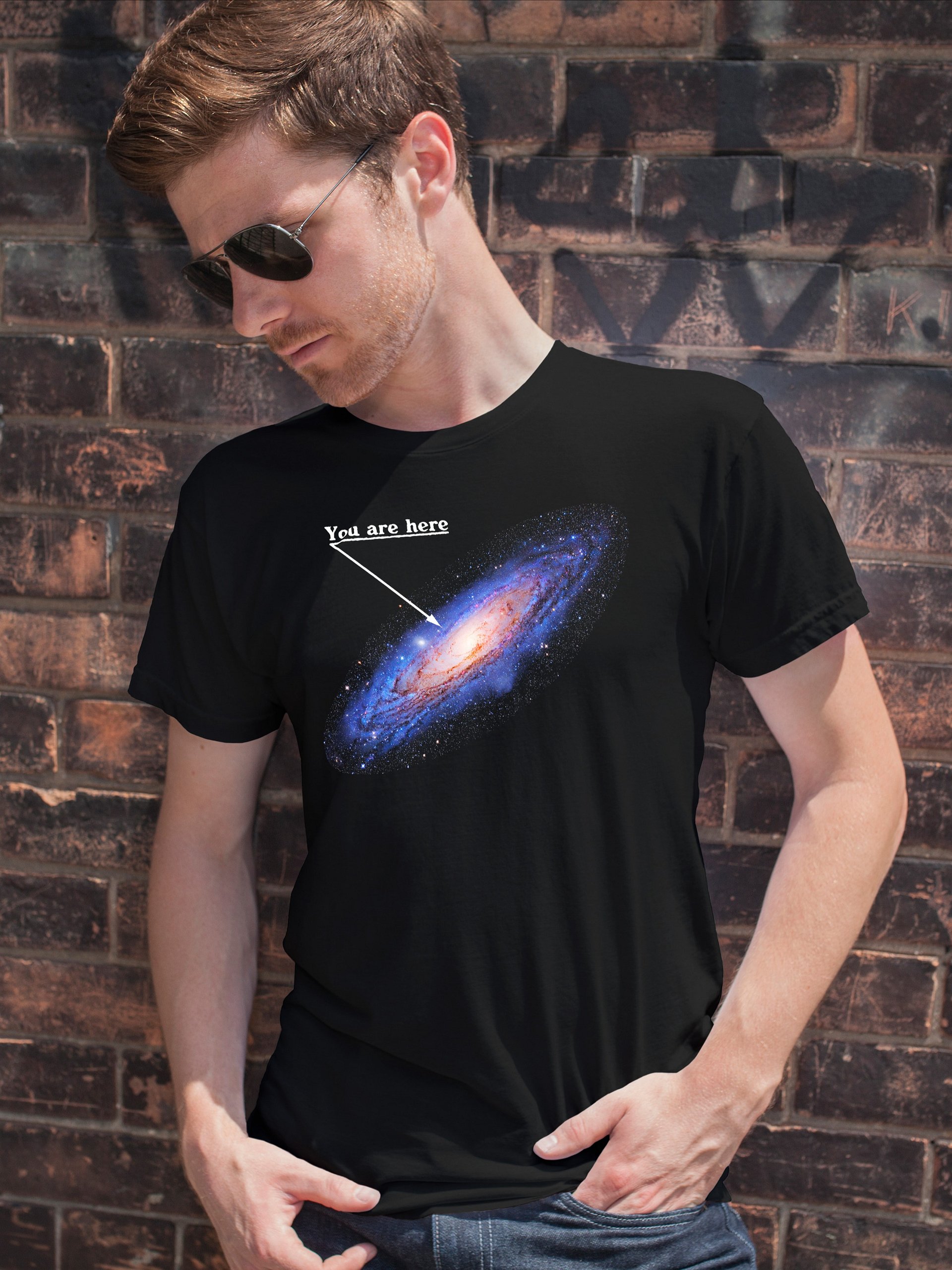You are here: Milky Way galaxy map — Short-Sleeve Unisex T-Shirt, space t-shirt, star map product image (1)