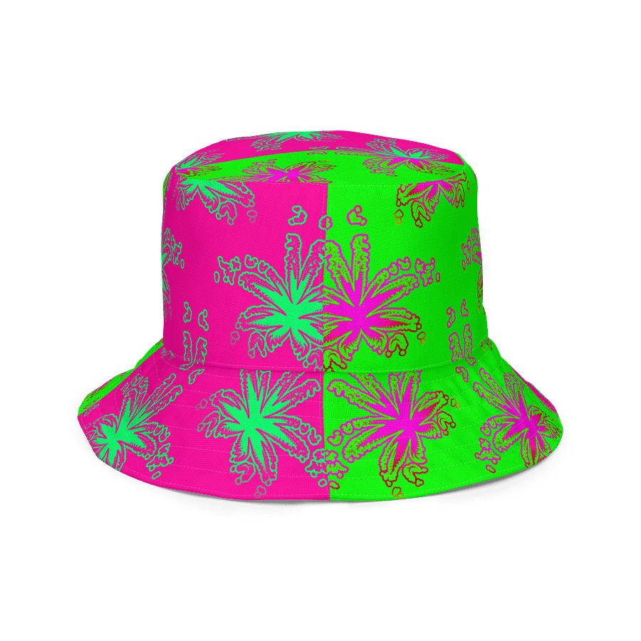 Stoner Circus Cannabis Summertime Reversible Bucket Hat, Pink Green Orange Blue Weed Reefer Rave Accessory, 420 Pot Leaf Festival Fashion product image (7)
