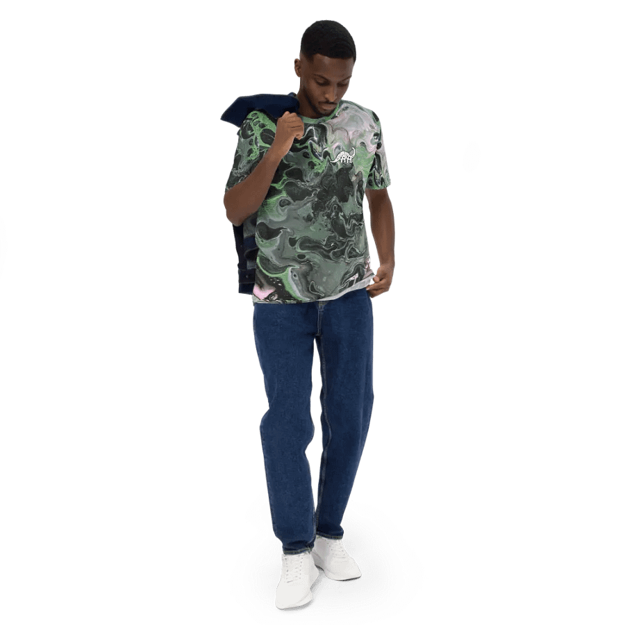 Metallic Green Fluid Acrylic T-Shirt product image (7)