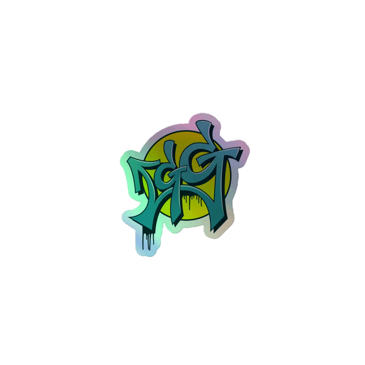 Dynamic Blue Graffiti Holographic Sticker product image (1)
