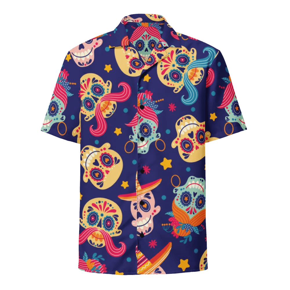 Mexican Art Design-Seamless Calavera Pattern Hawaiian Shirt product image (1)