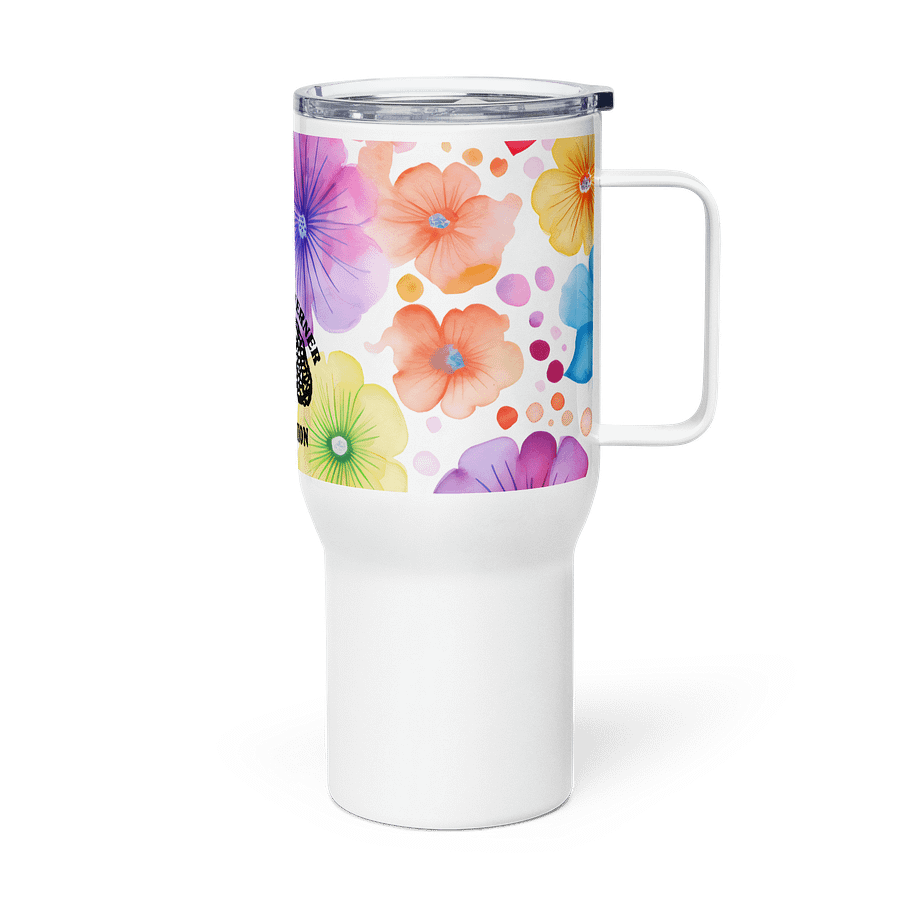 "Watercolor Flowers" Travel Mug w/ Handle product image (3)