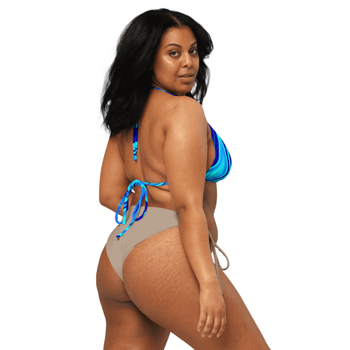 Padded String Bikini Top - Light and Dark Blue Digital Fluid Art product image (2)