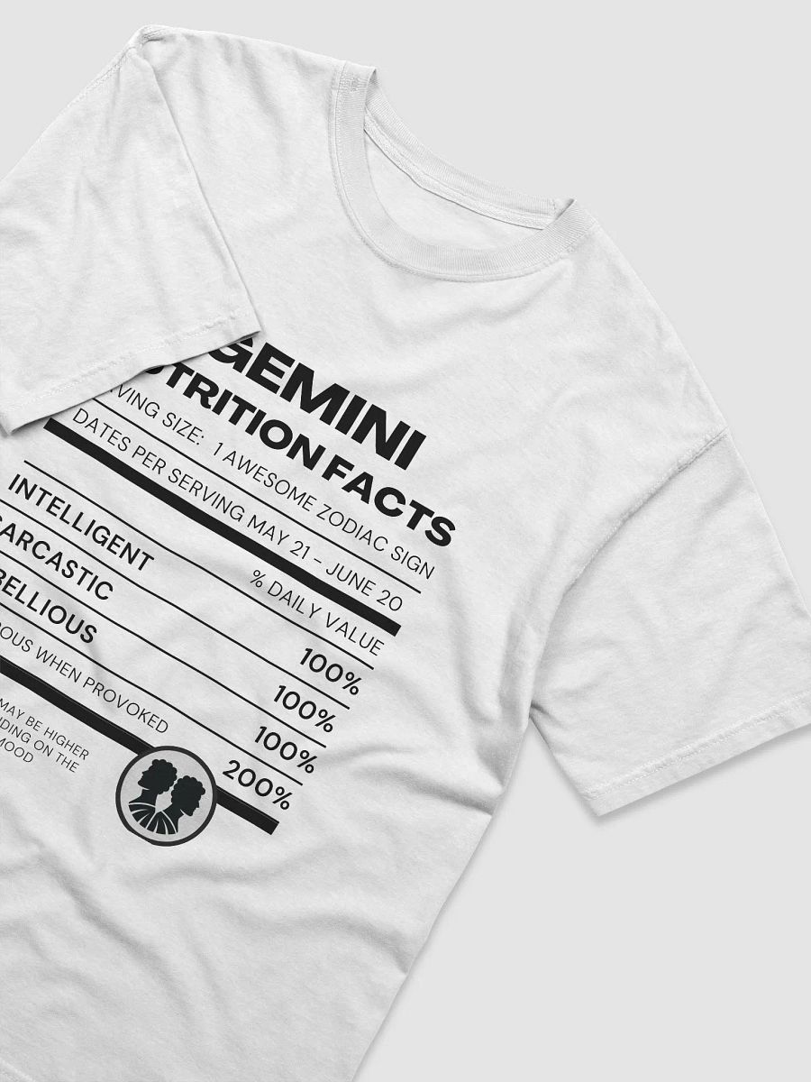 Gemini Nutrition Facts T-Shirt (Black Writing) product image (3)