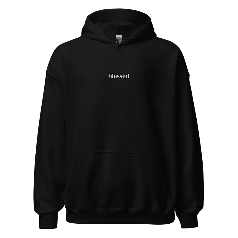 Minimalistic Unisex Blessed Embroided Hoodie (White Embroided)