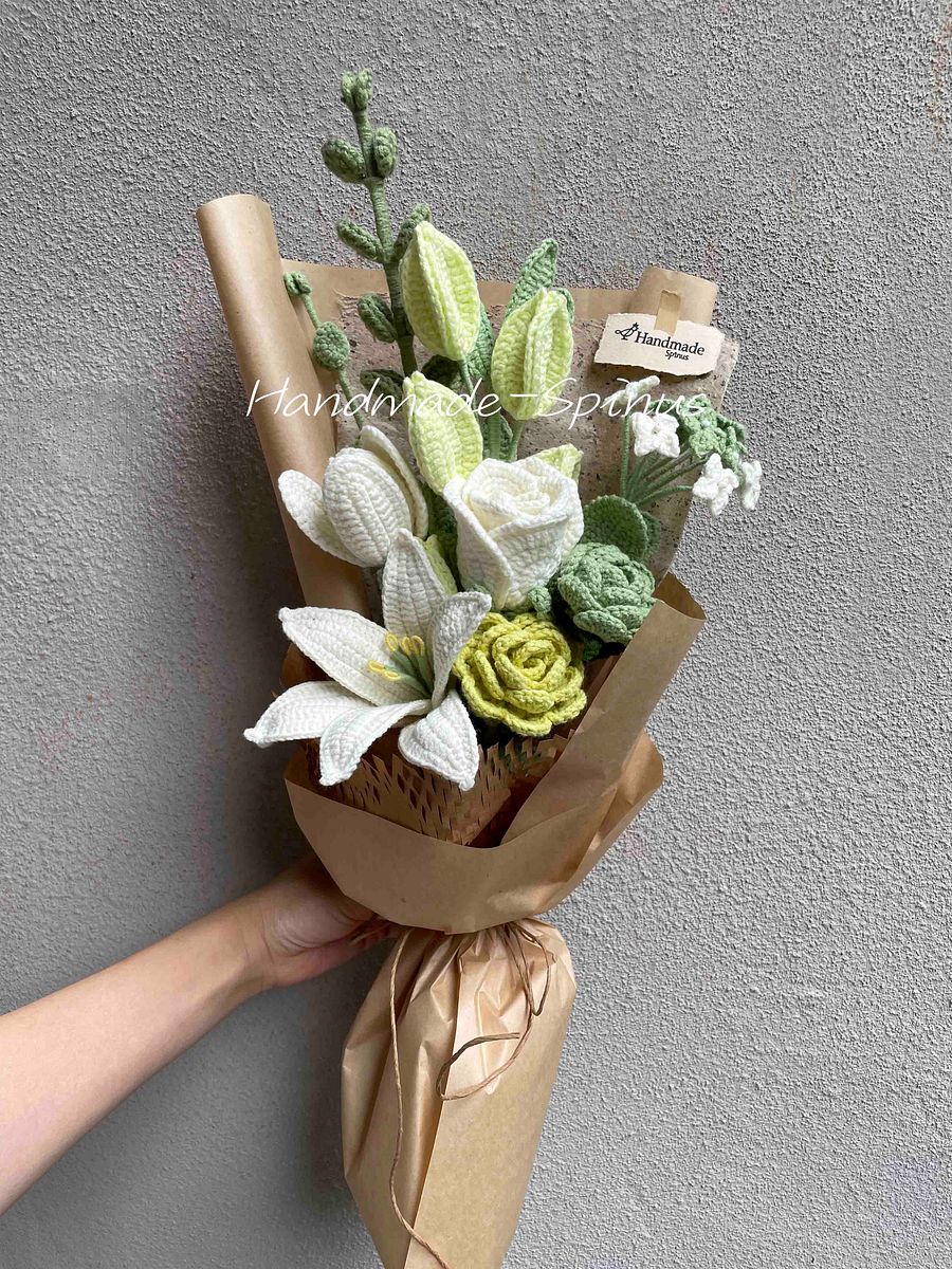 Green-Summer-Morning Fresh Lily Crochet Knit Bouquet product image (3)
