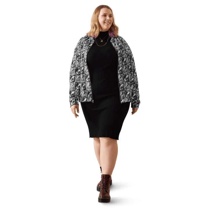 Abstract Triangles in Grey, Black and White Unisex Bomber Jacket product image (2)