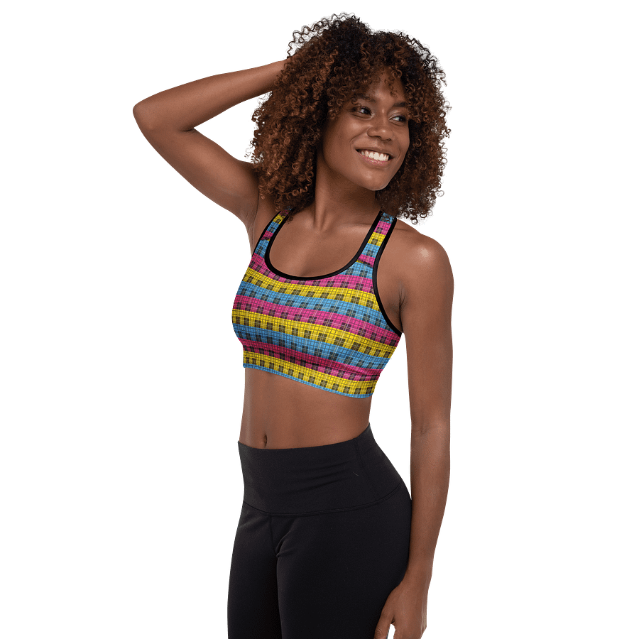 Pansexual Pride Plaid Padded Sports Bra product image (5)