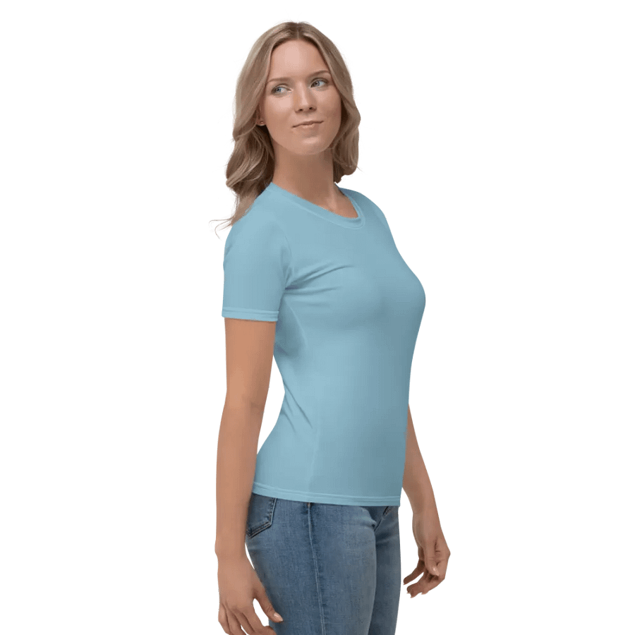 Plain Light Blue Soft Summer Women's Crewneck Polyester Heavyweight Premium T-Shirt by Treasure Pie product image (4)