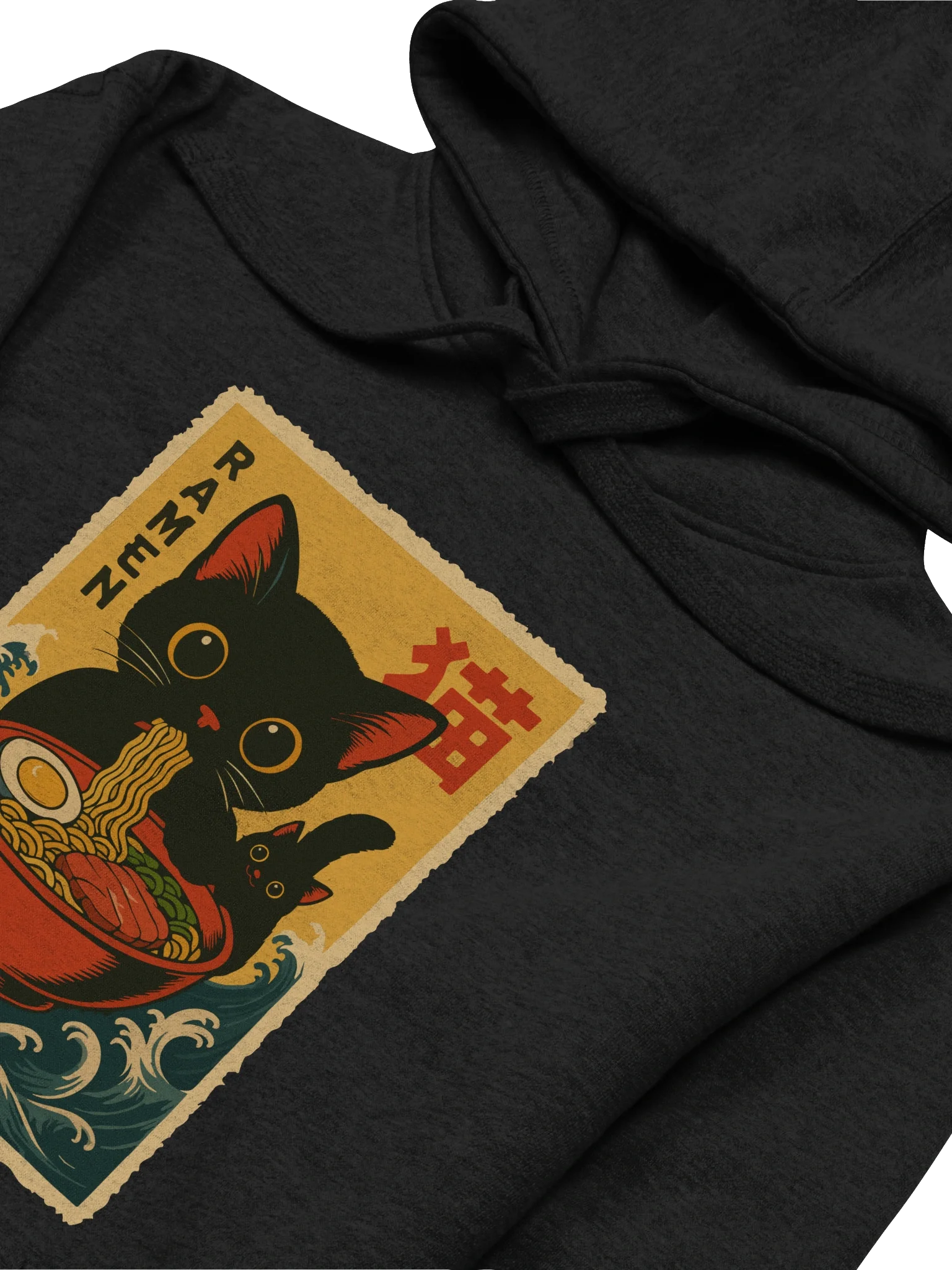 Black Cat Ramen Wave Charming Vintage Japanese Style Hoodie product image (34)