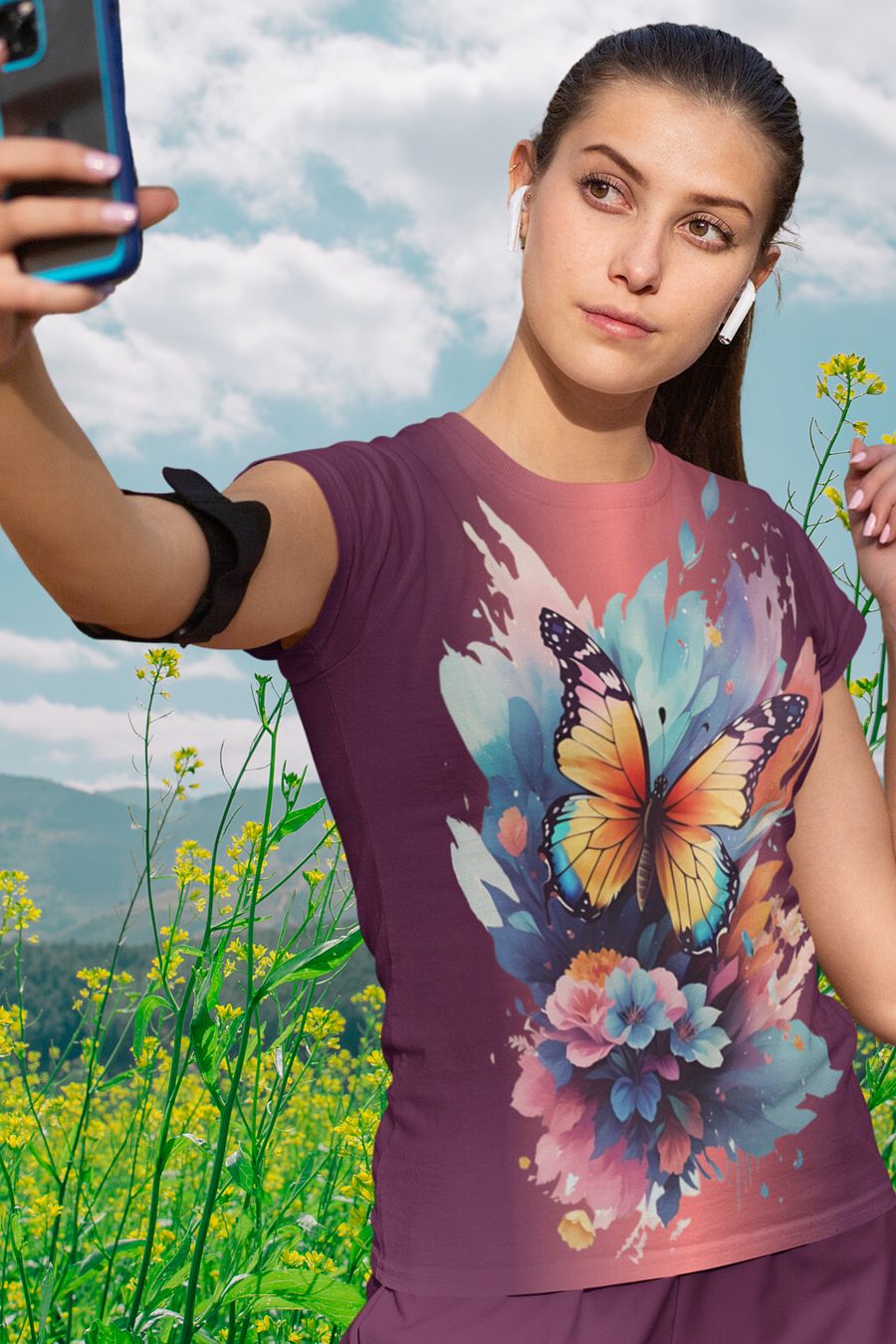 Floral Butterfly All Over Print T-shirt product image (1)