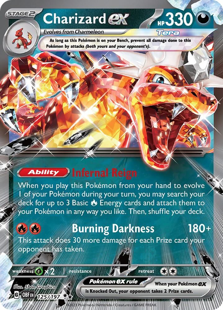 Pokémon Trading Card – Charizard ex (Scarlet & Violet: Obsidian Flames, #125/197) - NM product image (1)