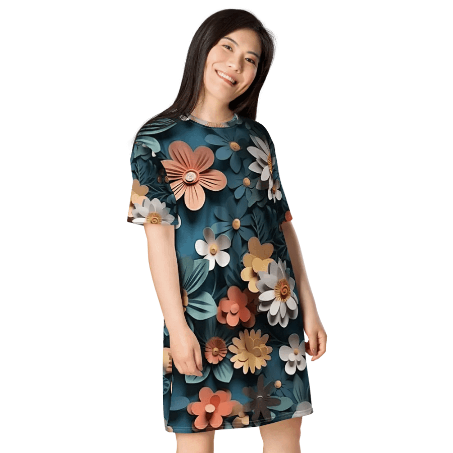 3D-Ditsy-Flowers-Seamless-Patterns T-shirt Dress - V9 product image (8)