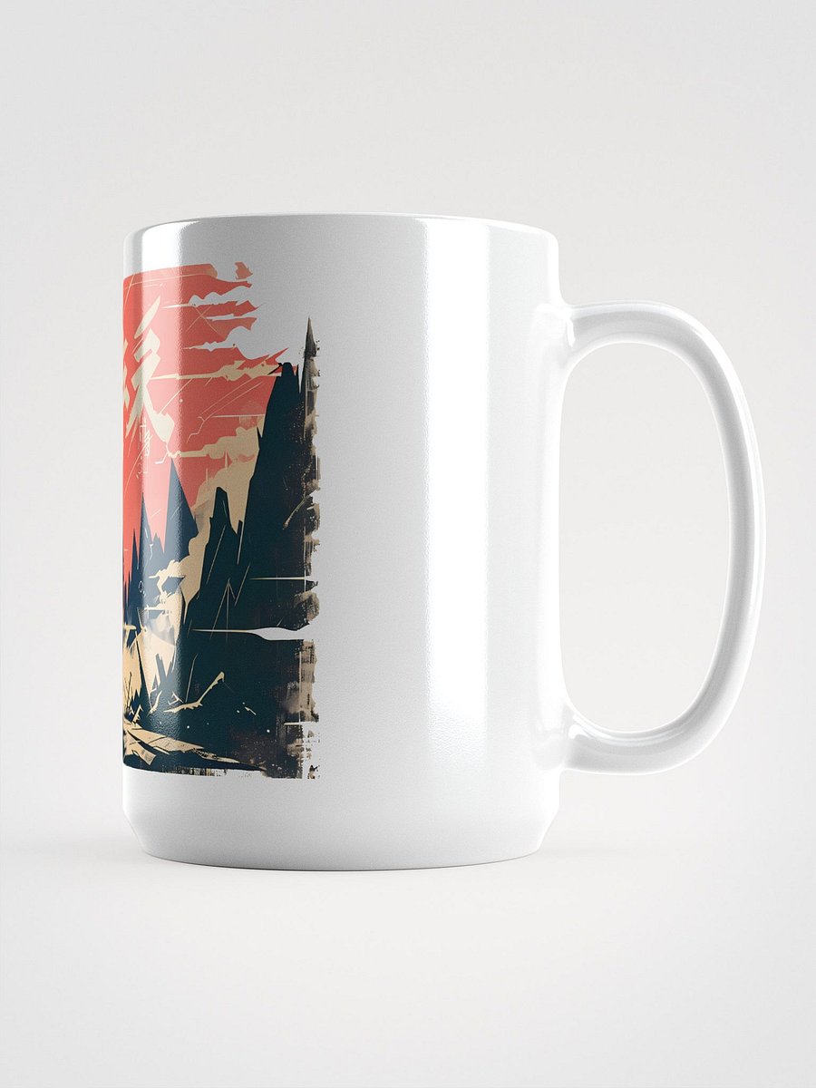 Epic Fantasy Warrior Art - Vibrant Mountain Landscape Mug product image (1)