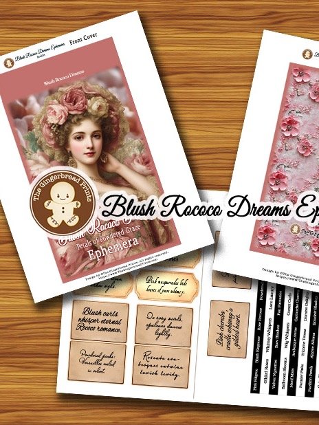 Blush Rococo Dreams Ephemera kit digital Download product image (1)