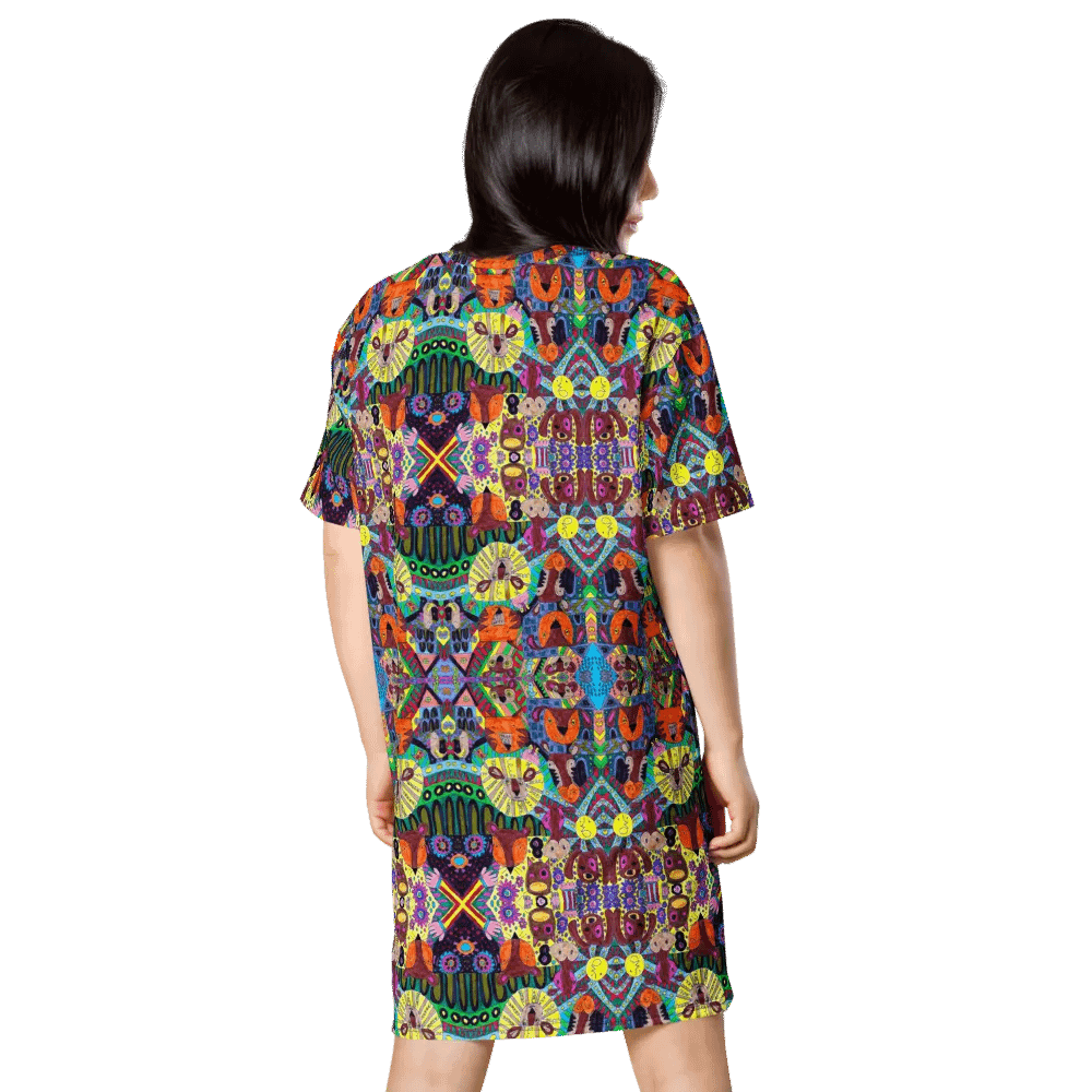 Abstract Doodle Art Animals Ladies T Shirt Dress product image (4)