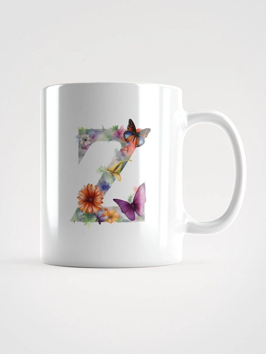 Letter Z Monogram Floral Fantasy White Glossy Mug product image (1)