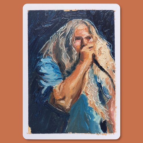 Miniature painting of @haulertheband

oil on card 64x89mm/3.5x2.5in 

#painting #oilpainting #art