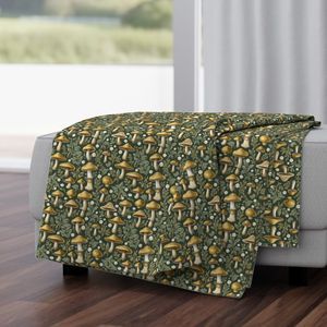 Seamless Pattern - Golden Mushrooms on Dark Green product image (4)