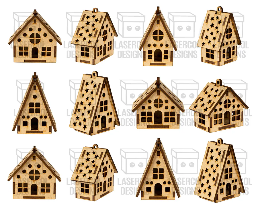 Christmas Houses Ornaments Box - Laser Cut Files product image (3)