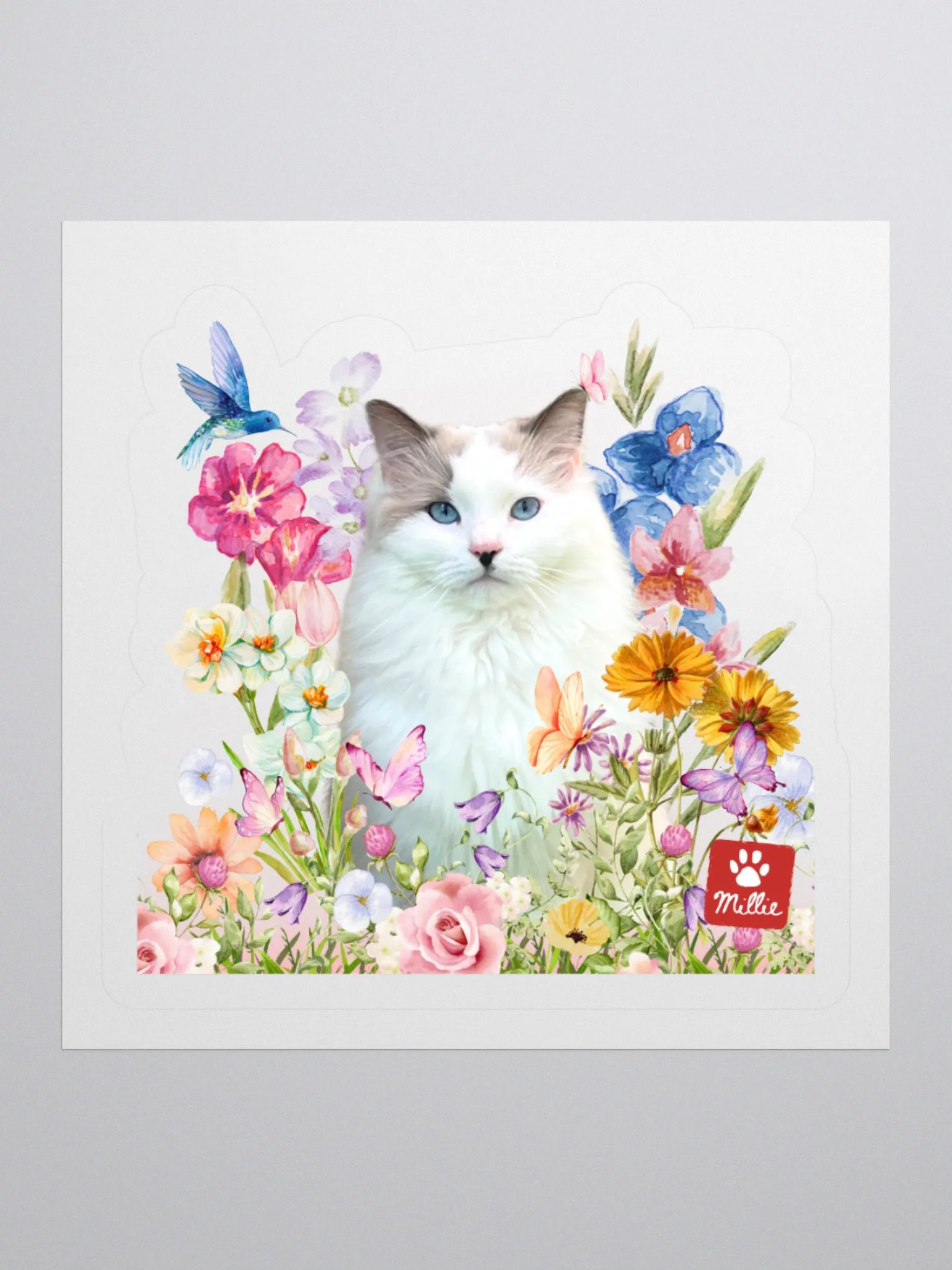 🌸 Limited Edition Spring Sticker – Featuring Millie the Cat! 🐾 product image (1)