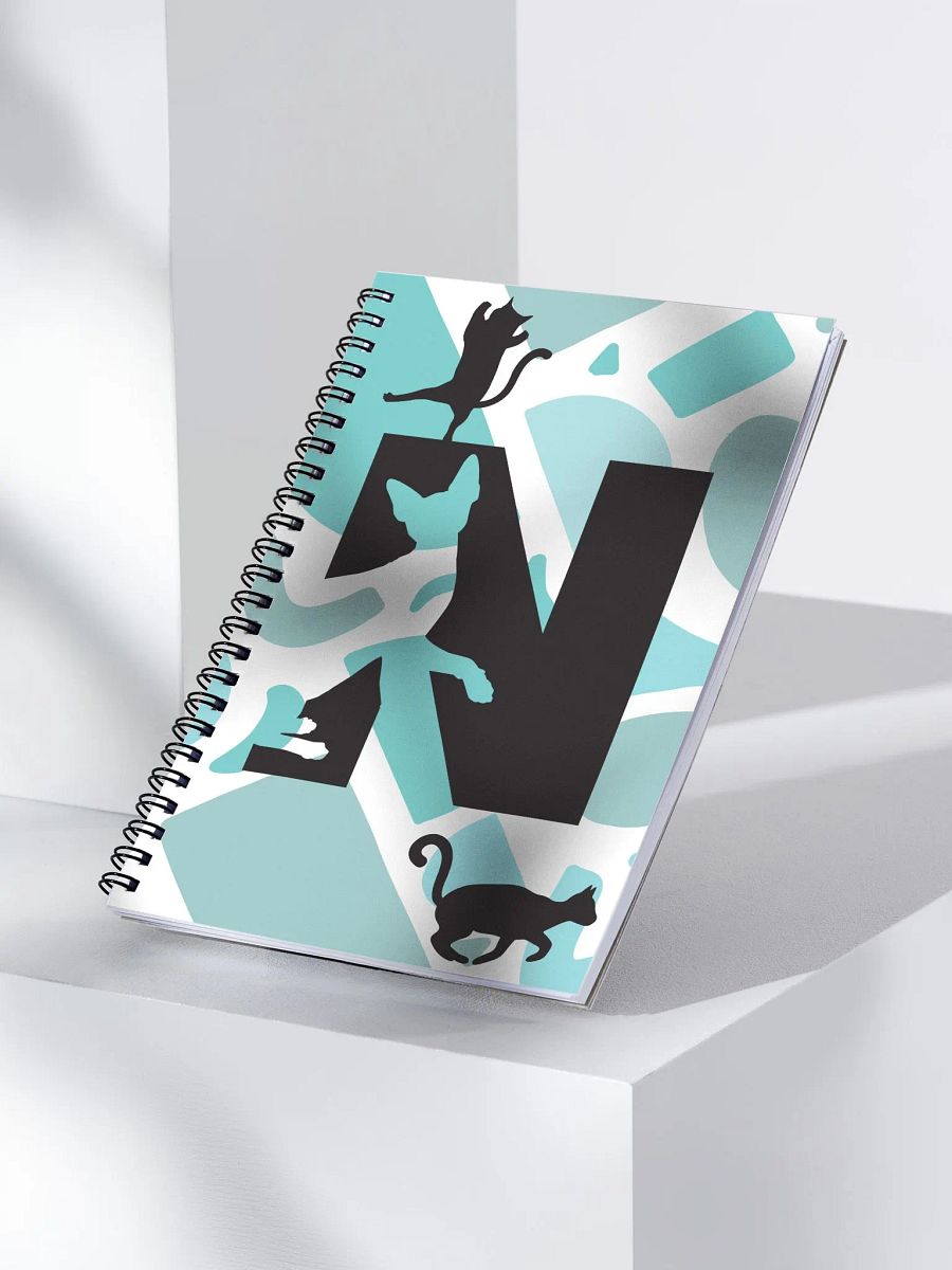 Monogram Letter N Cat Lover Geometric Blues Notebook product image (3)